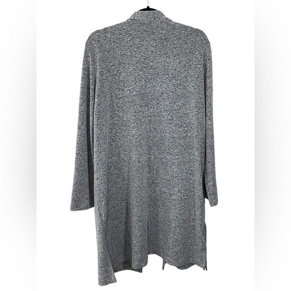 Clara SunWoo Gray Marbled Open Front Longline Cardigan Sweater Size XL - Picture 3 of 6